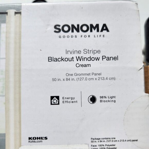 NEW Sonoma Blackout Window Curtains Panel Two Panels Grommet 50" x 84" Cream Col - Picture 8 of 14